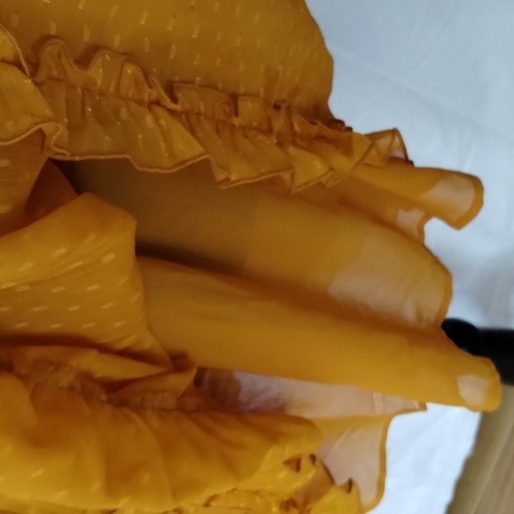 NWT Story On mustard mini dress w V neckline, ruffle SO CUTE! - Picture 5 of 16